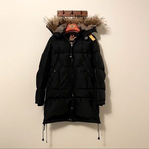 Parajumper black long beat coat down jacket size xxs
